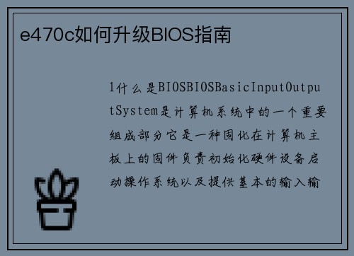 e470c如何升级BIOS指南